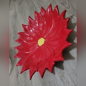 Vintage Atlantic mold red poinsettia flower dish